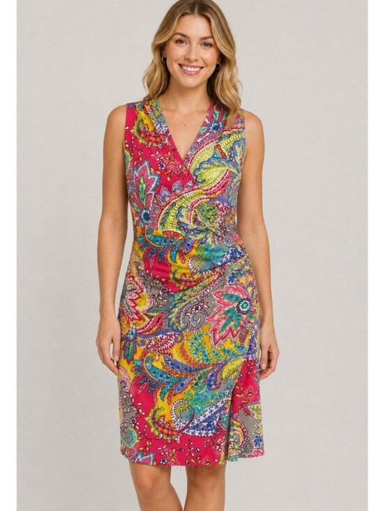 Ralph Lauren Dresses & Skirts - Ralph Lauren Multicolor Paisley Midi Dress Green Label Sleeveless Slit Size 4